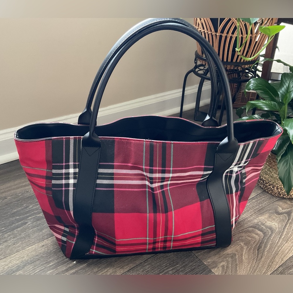 Victoria's Secret Red and Black Checkered Tote - Picture 2 of 10